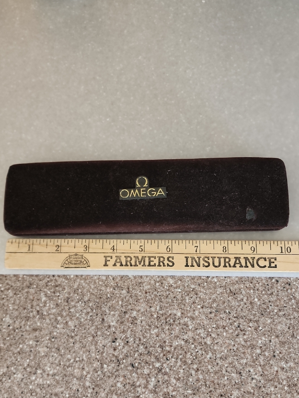 Vintage Omega Brown Velvet Jewelry Case with Gold Logo From 1960 To 1970